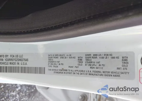 2025 Ram 1500 Lone Star 4X2 5'7 Box from USA, damaged, VIN 1C6RREFG2SN527646